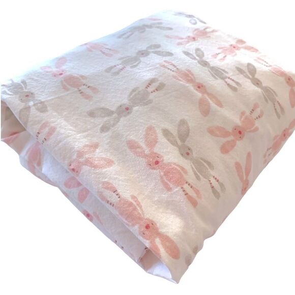 Lambs & Ivy Bunny Rabbit Print Baby Crib Sheet - Picture 3 of 4